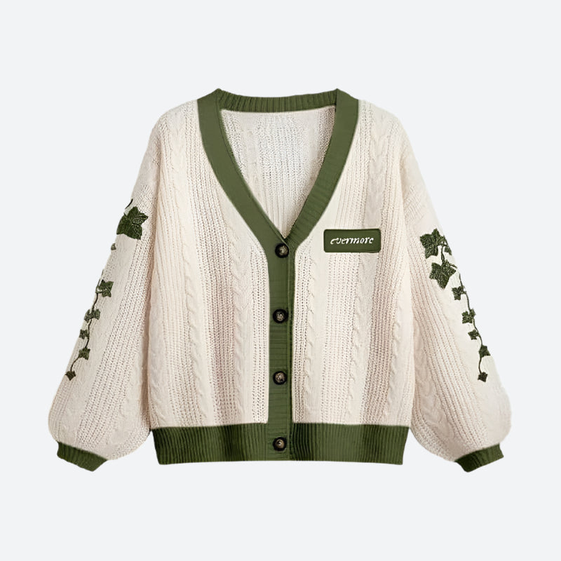 Embroidered Ivy Patch Cable Cardigans