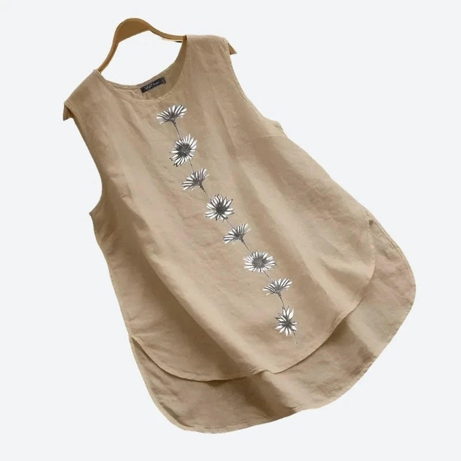 Floral Print Sleeveless Blouses