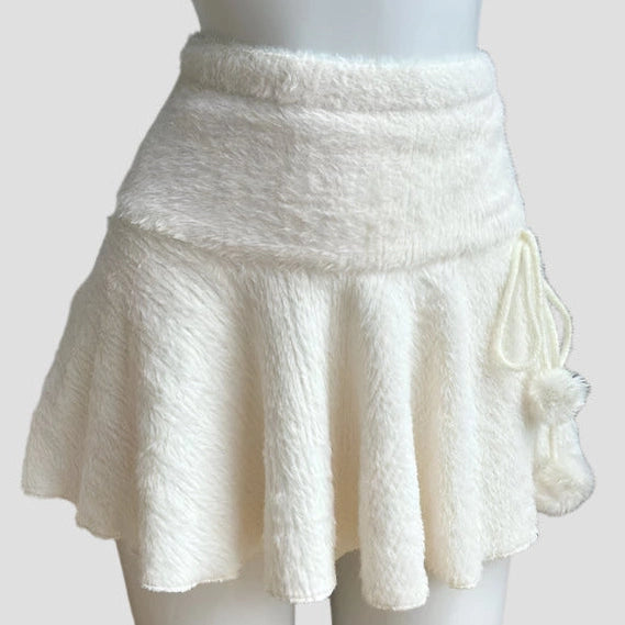 Fluffy High-Waisted Flared Mini Skirts