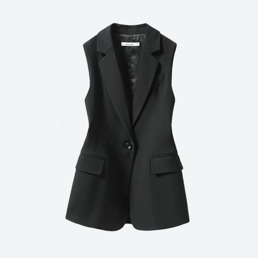 Formal Sleeveless Buttoned Blazer Vests
