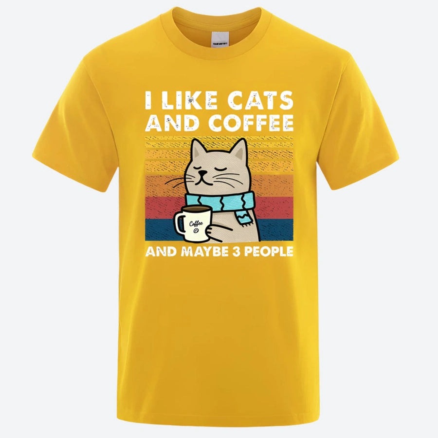 Funny Cats and Coffee Graphic T-Shirts