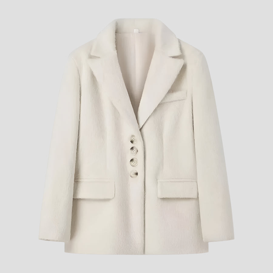 Fuzzy Double-Breasted Textured Blazer Jackets