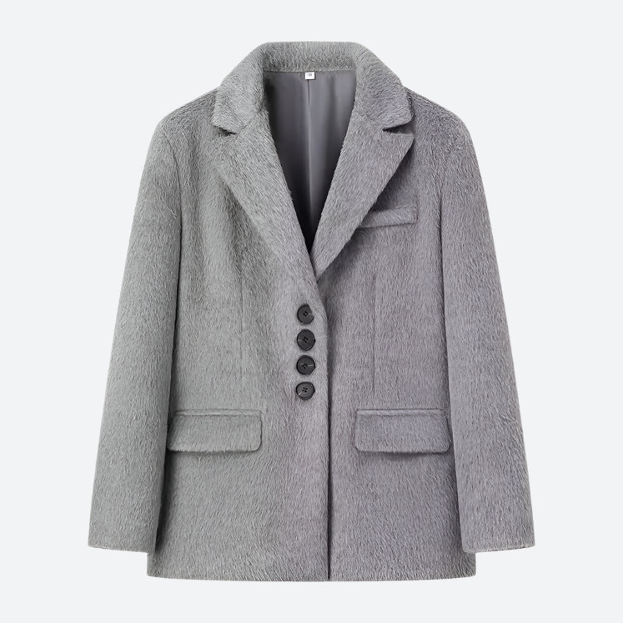 Fuzzy Double-Breasted Textured Blazer Jackets