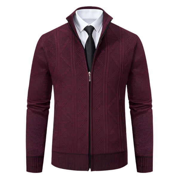 Geometric Full-Zip Knit Cardigans