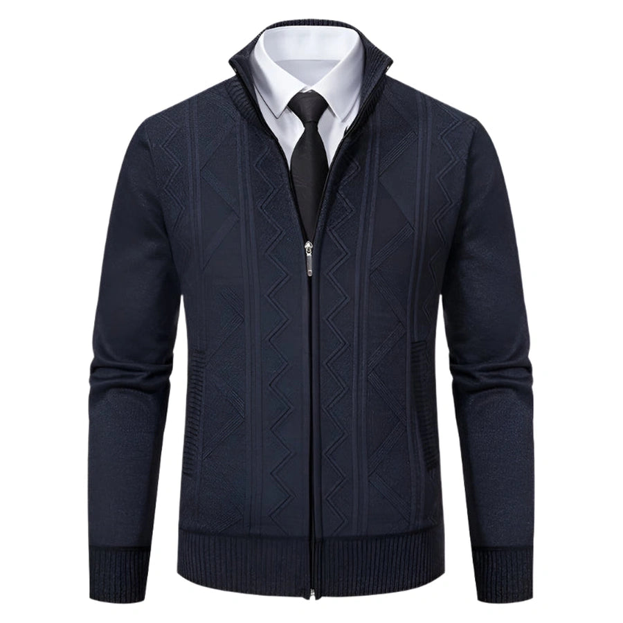 Geometric Full-Zip Knit Cardigans