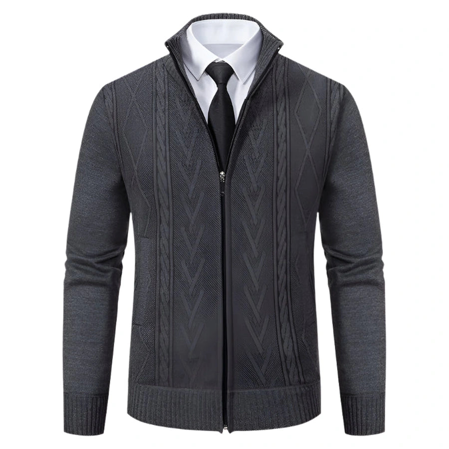Geometric Full-Zip Knit Cardigans