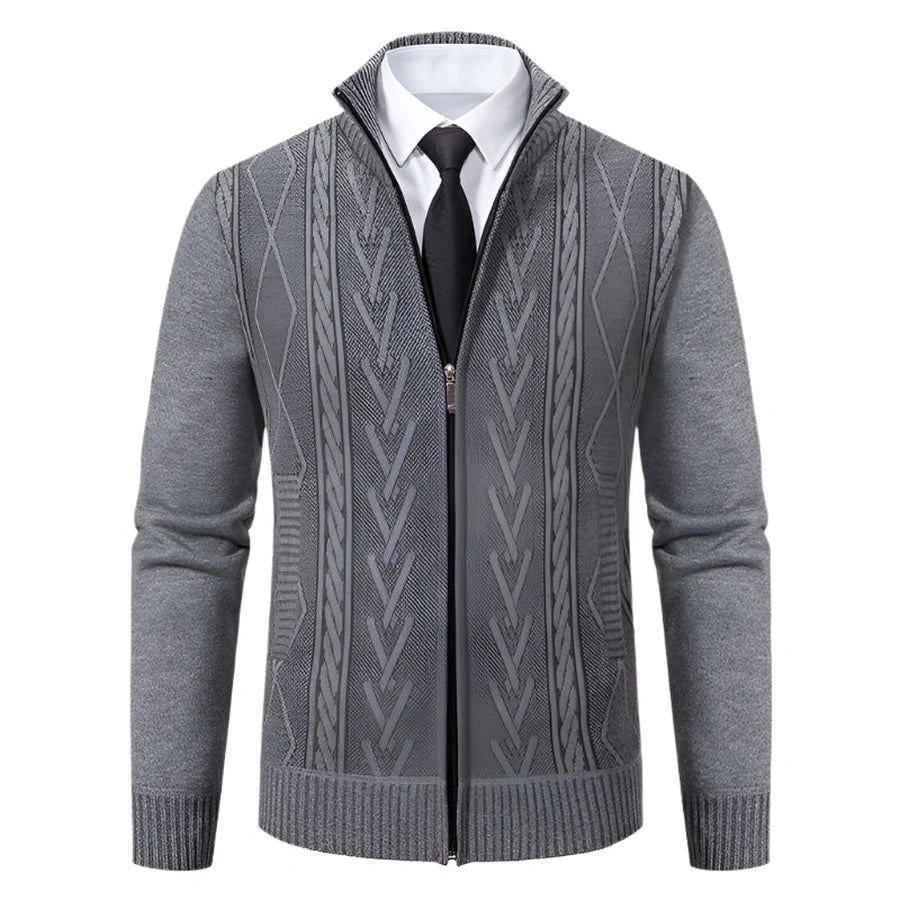 Geometric Full-Zip Knit Cardigans