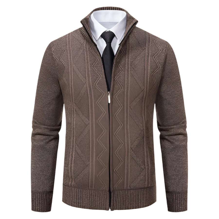 Geometric Full-Zip Knit Cardigans