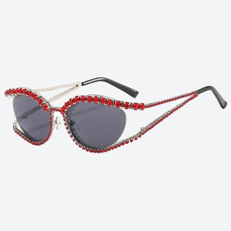 Glamorous Rhinestone-Embellished Cat-Eye Sunglasses