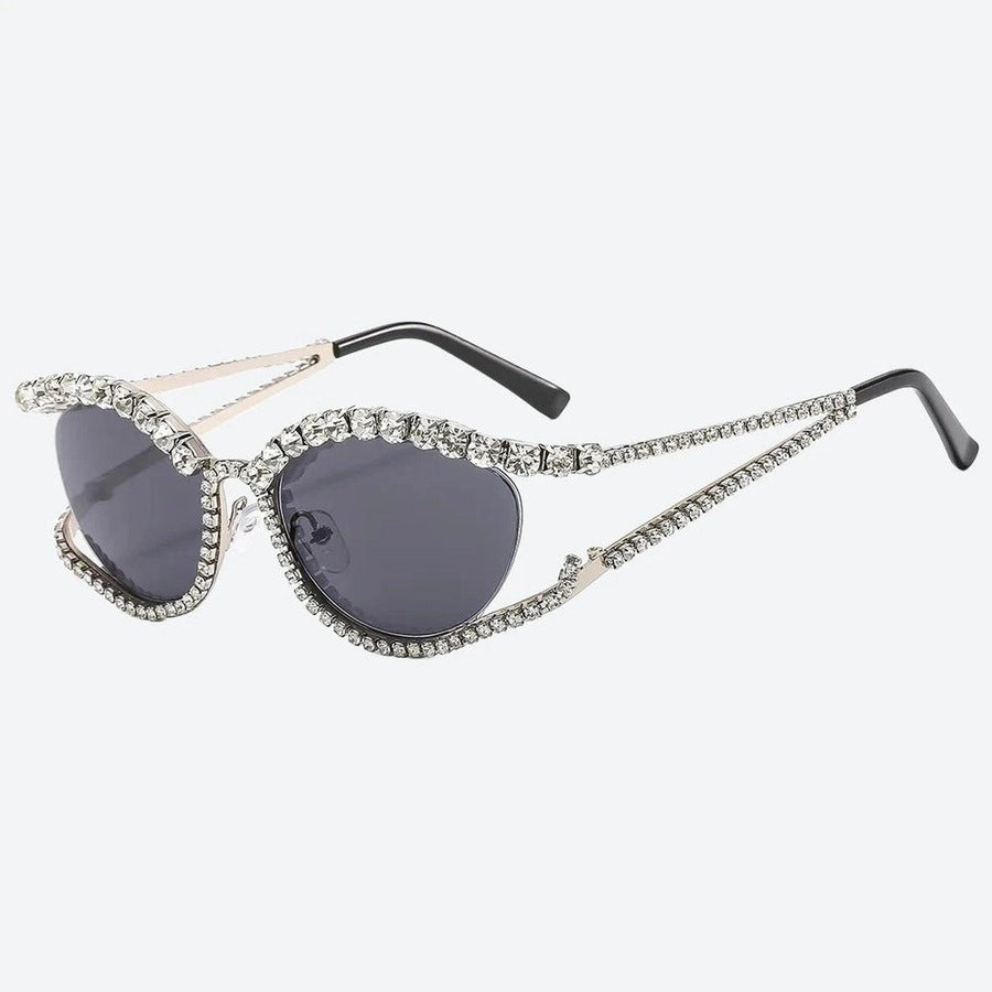 Glamorous Rhinestone-Embellished Cat-Eye Sunglasses