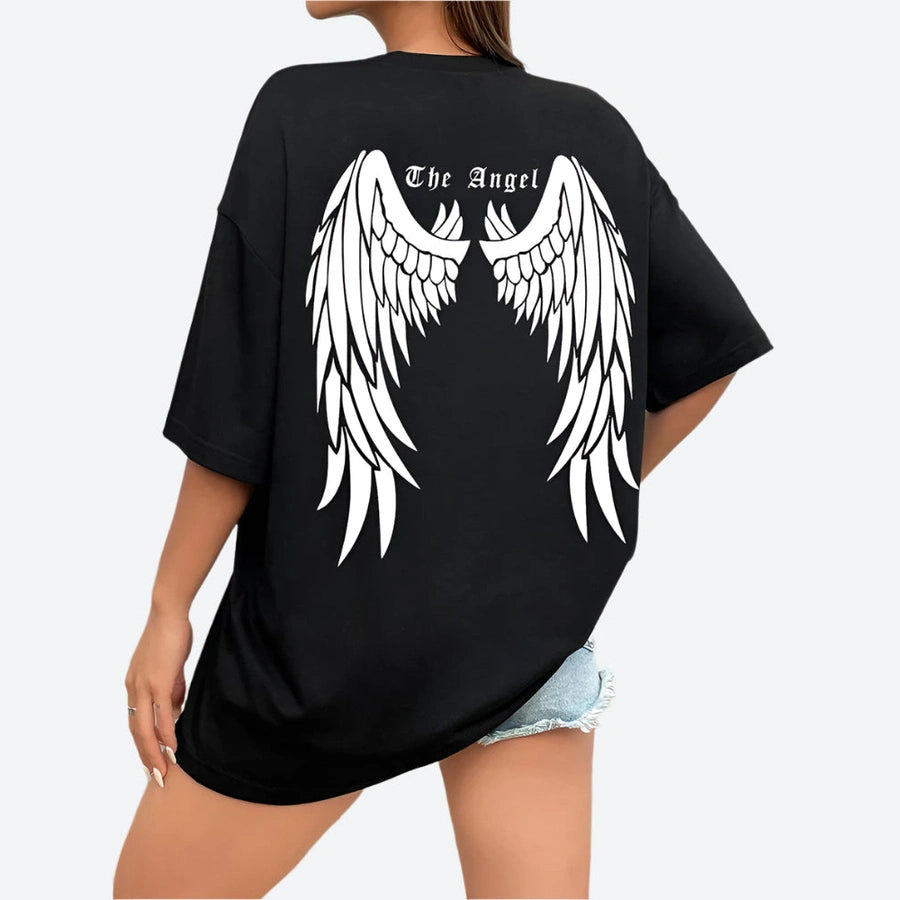 Graphic Angel Wings Oversized T-Shirts