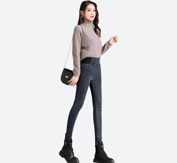 High-Waisted Thermal Fleece Skinny Jeans