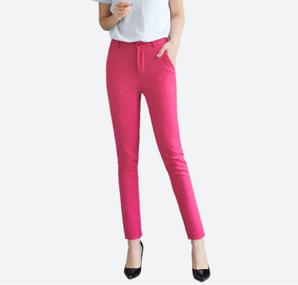 Slim-Fit Stretch Mid-Waist Office Pants