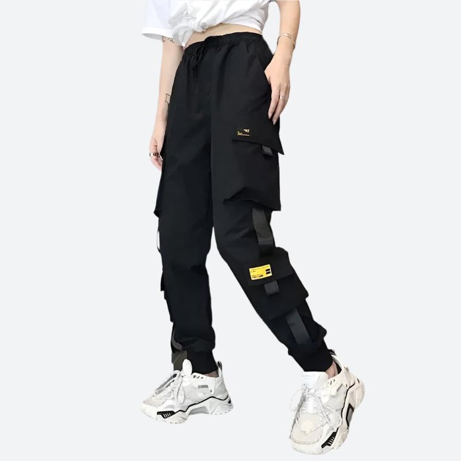 High-Waist Cargo Jogger Trousers with Pockets