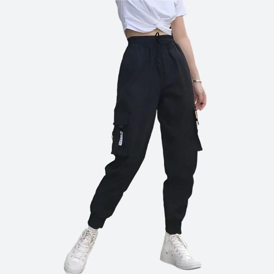 High-Waist Cargo Jogger Trousers with Pockets
