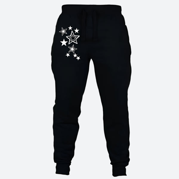 High-Waist Drawstring Star Print Joggers