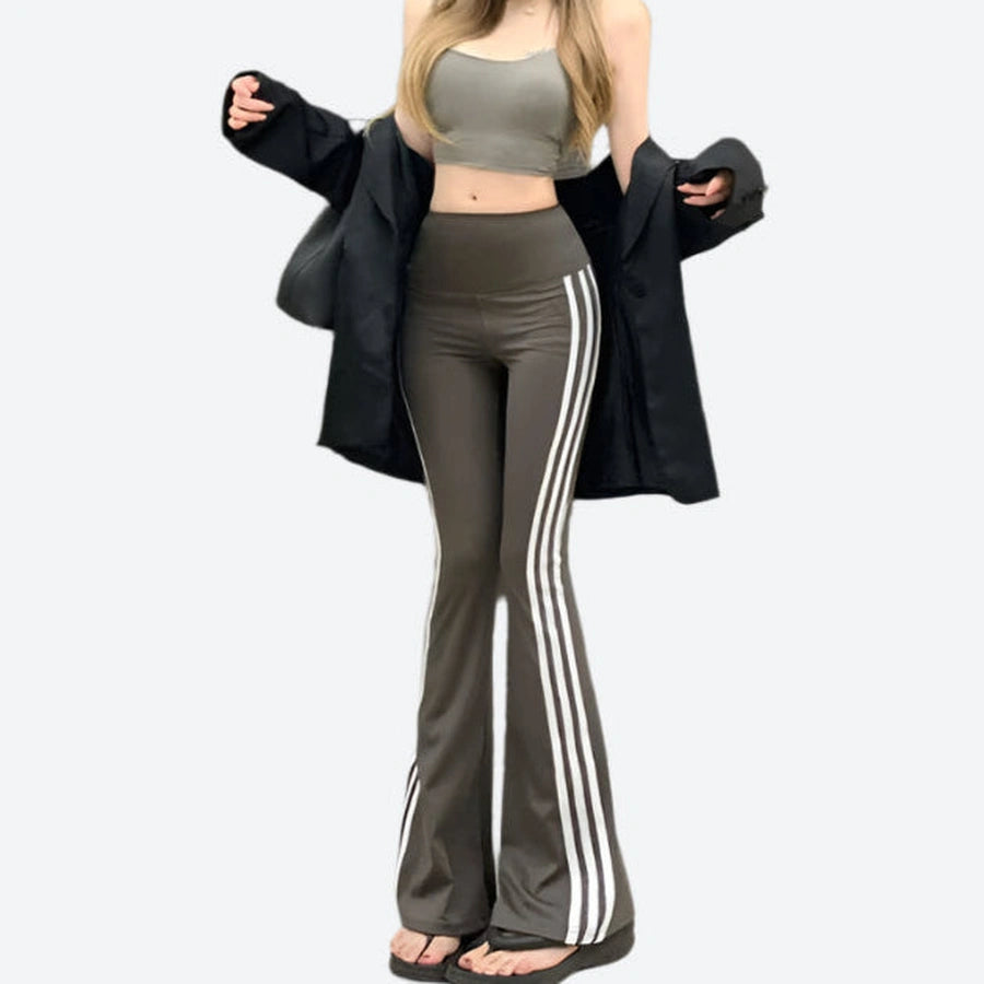 High-Waist Flared Stripe Leggings