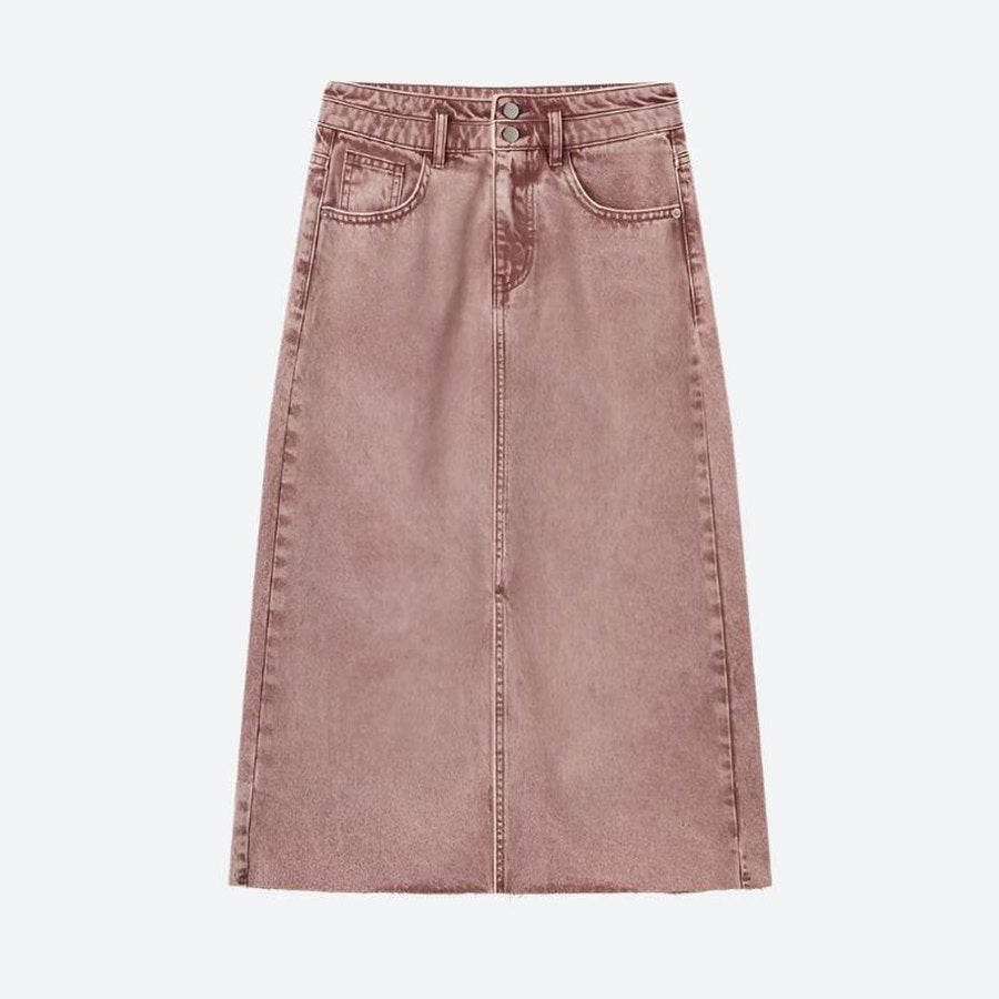 High-Waist Front Slit Denim Skirts