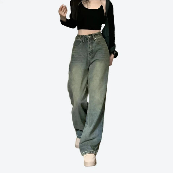 High Waist Loose Fit Jeans Trousers