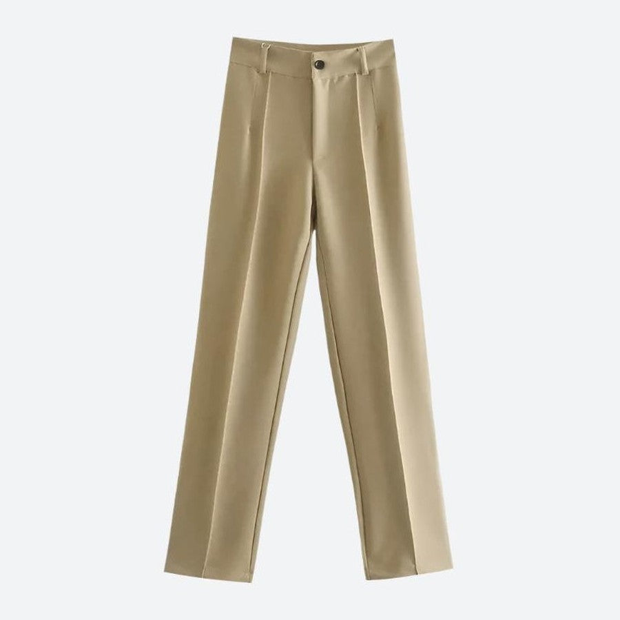 High Waist Wide Leg Green Trousers