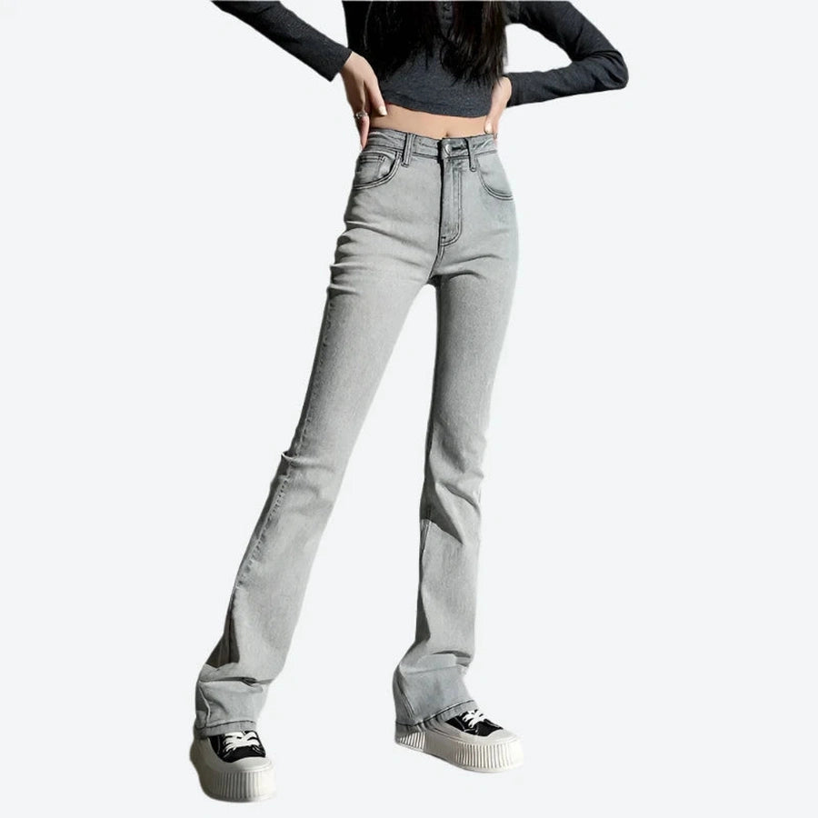 High-Waisted Slim Fit Flared Jeans