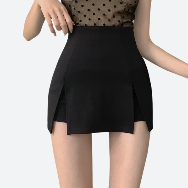High-Waisted Split-Hem Short Skirts
