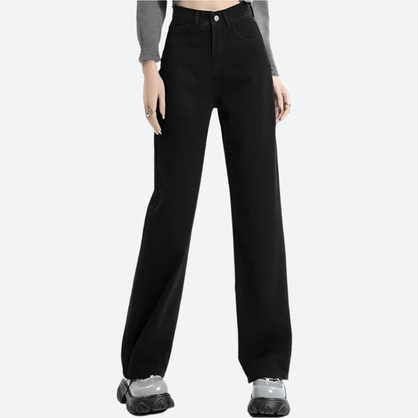 High-Waisted Straight-Leg Casual Denim Jeans