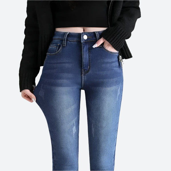 High-Waisted Stretch Skinny Denim Jeans