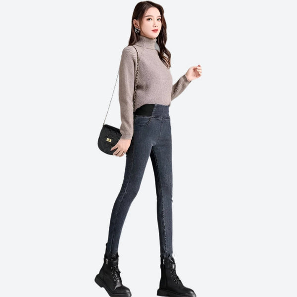 High-Waisted Thermal Fleece Skinny Jeans