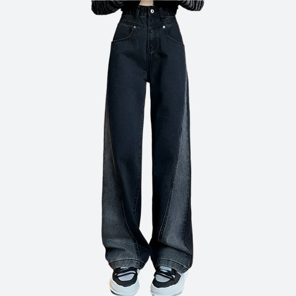 High-Waisted Wide-Leg Denim Jeans