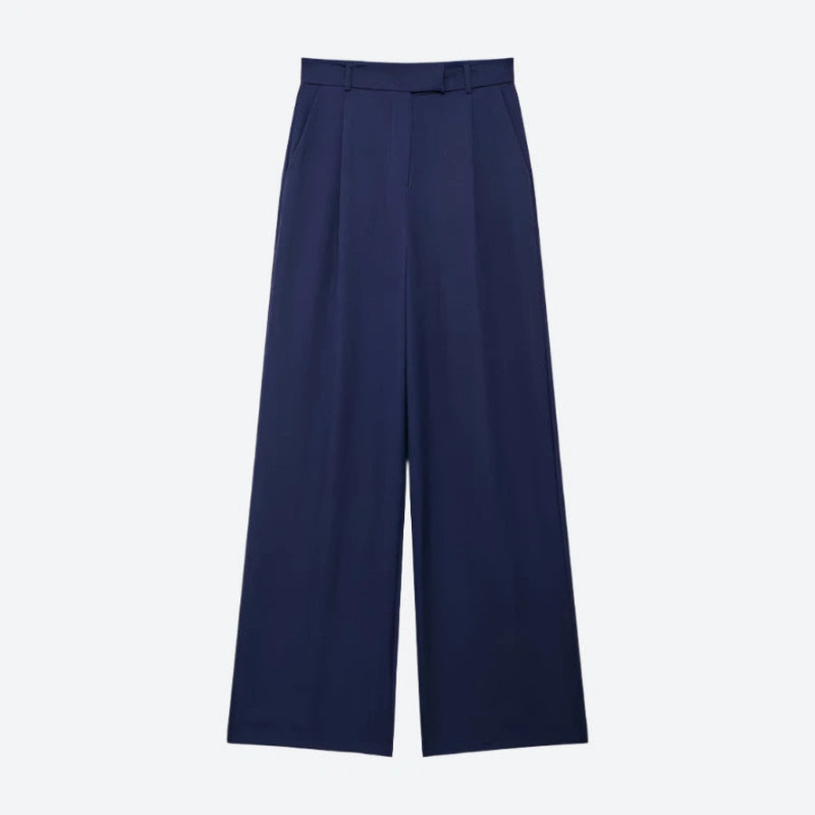 High-Waisted Wide-Leg Tailored Trousers