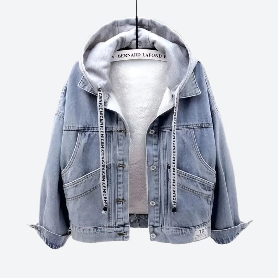Hooded Asymmetric Oversized Denim Jackets