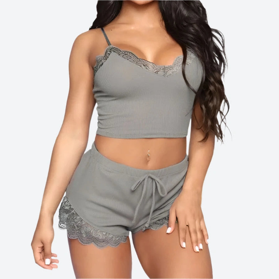 Lace Trim Adjustable Strap Sleepwear Sets