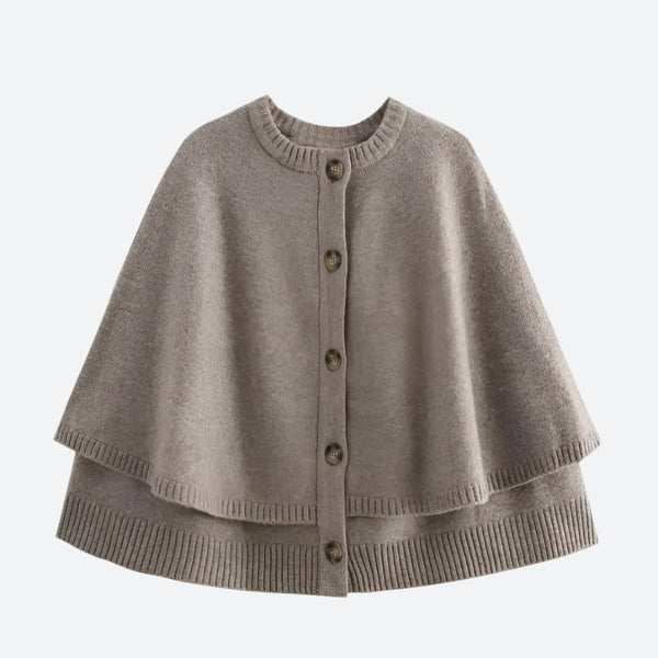 Layered Knit Button-Front Cape Sweaters