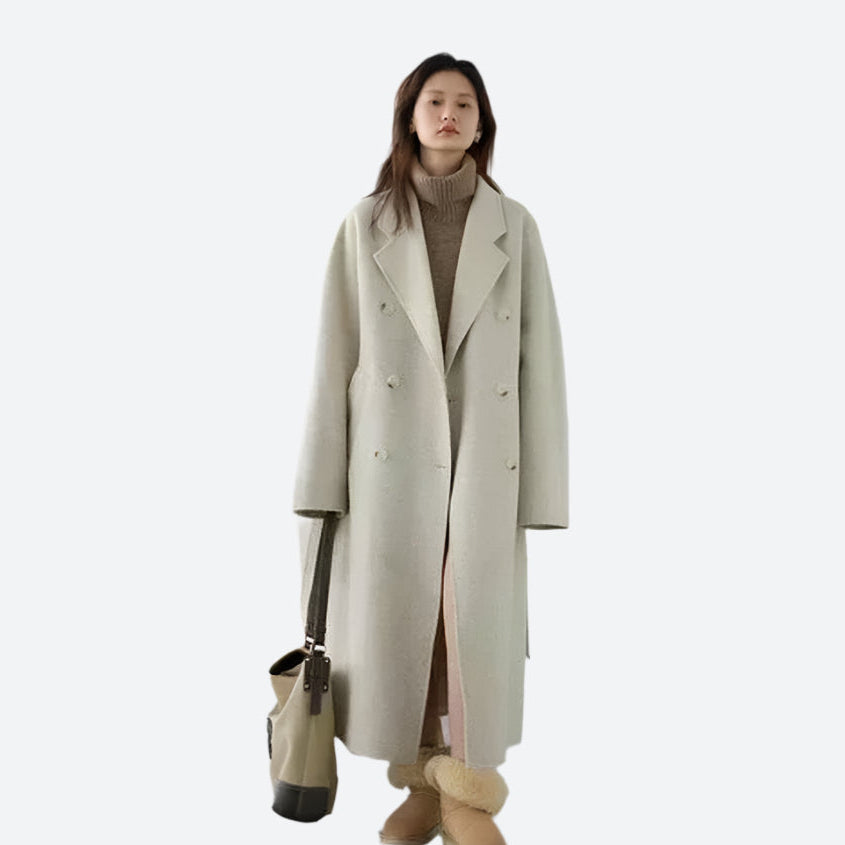 Long Double-Breasted Wool Blend Overcoats