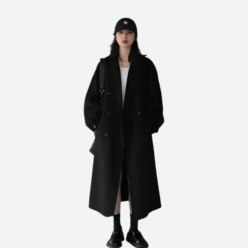 Long Double-Breasted Wool Blend Overcoats