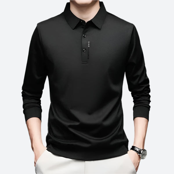 Long-Sleeve Buttoned Collar Polo Shirts