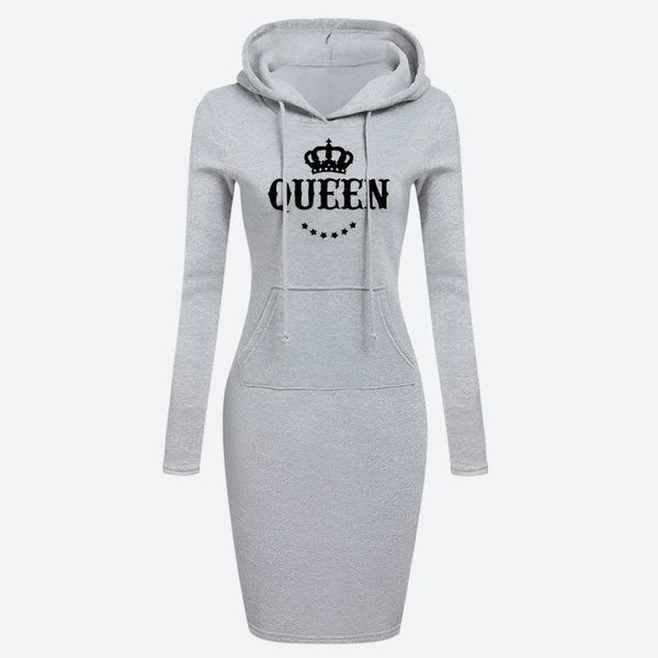 Long-Sleeve Hooded Bodycon Sweatshirt Dresses