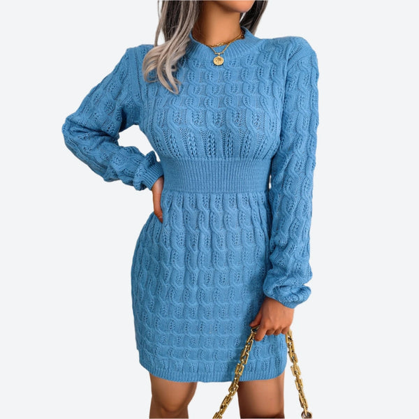 Long-Sleeve Ribbed Knit Sweater Dresses