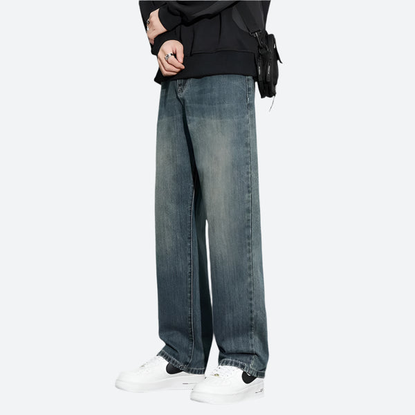 Loose-Fit Straight Wide-Leg Denim Jeans