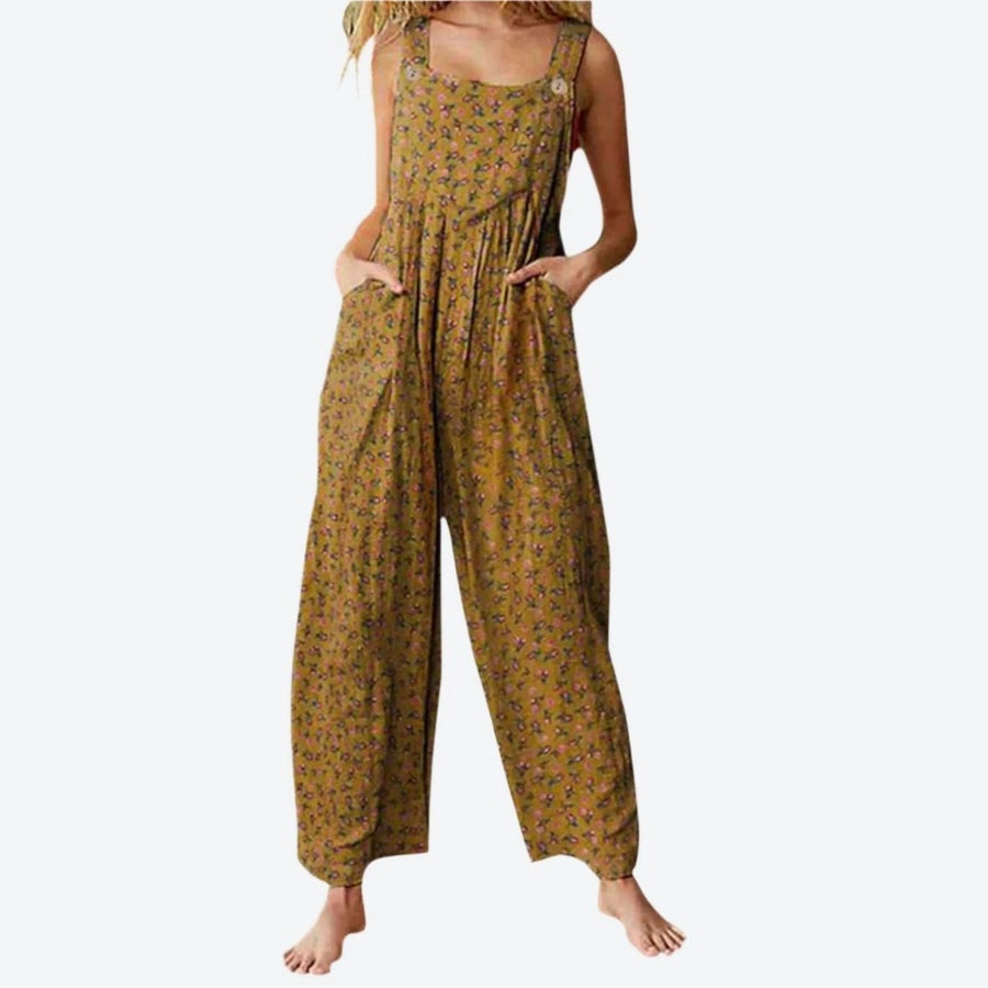 Loose Fit Wide Leg Overall Jumpsuits