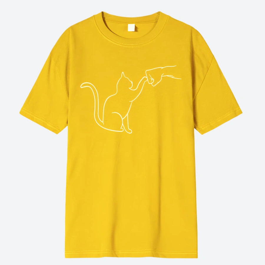 Minimalist Cat Graphic T-Shirts