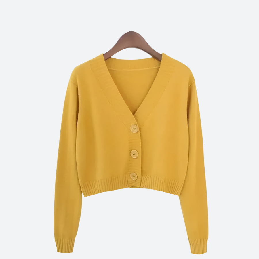 Minimalist Cropped Button-Up Knit Cardigans