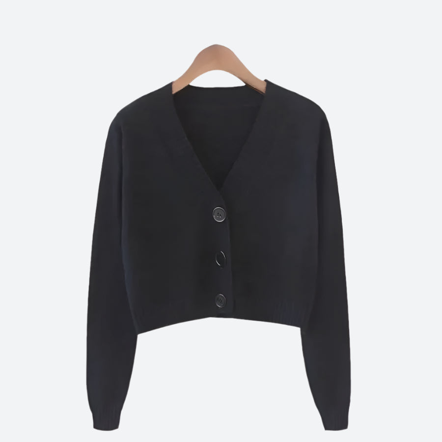 Minimalist Cropped Button-Up Knit Cardigans