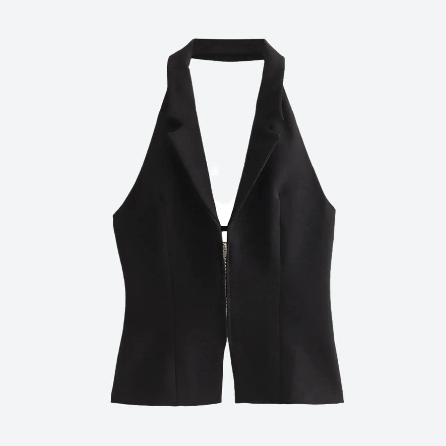 Minimalist Zippered Halter Neck Vests