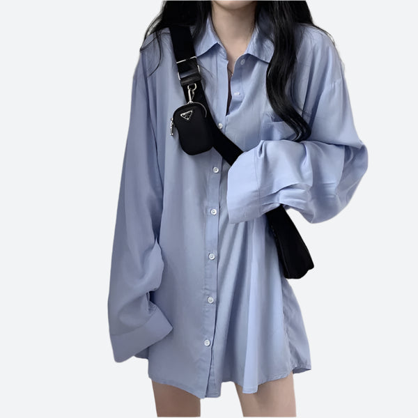 Oversized Long-Sleeve Button-Up Shirts