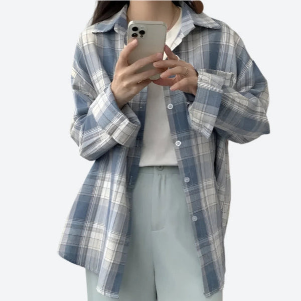 Oversized Plaid Button-Up Shirts