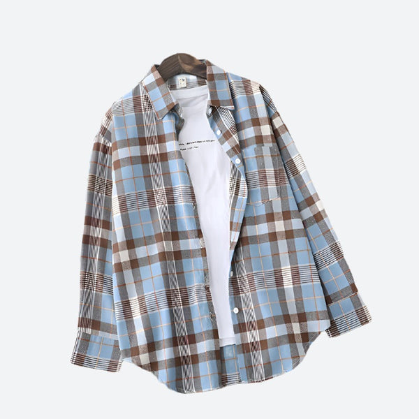 Oversized Plaid Long-Sleeve Flannel Shirts