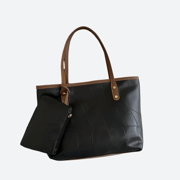 Patchwork Faux Leather Tote Bags Set