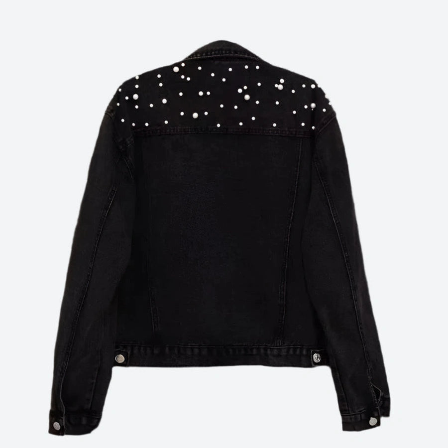 Pearl Embellished Button-Up Denim Jackets